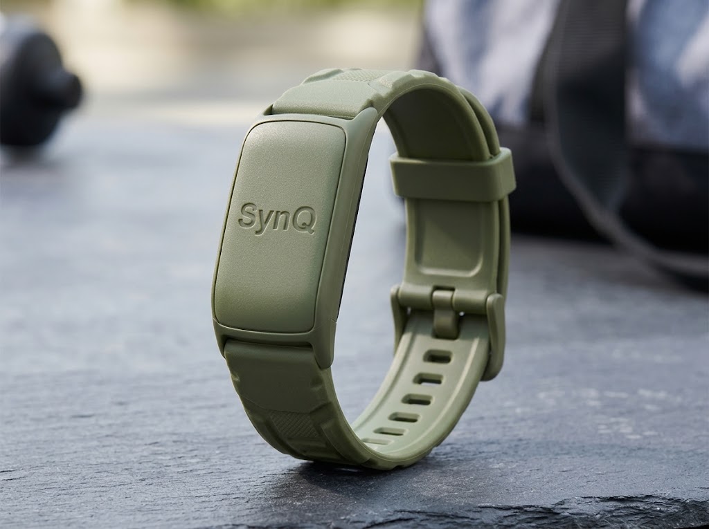 SynQ sport fitness band in Olive with a textured sport strap
